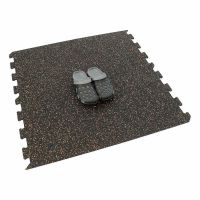 Černo-bílo-červená gumová podlahová deska (puzzle - okraj) FLOMA FitFlo SF1050 - délka 47,8 cm, šířka 47,8 cm, výška 0,8 cm