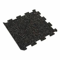Černo-bílo-červená gumová podlahová deska (puzzle - okraj) FLOMA FitFlo SF1050 - délka 47,8 cm, šířka 47,8 cm, výška 0,8 cm