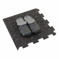 Černo-bílo-červená gumová podlahová deska (puzzle - roh) FLOMA FitFlo SF1050 - délka 47,8 cm, šířka 47,8 cm, výška 0,8 cm