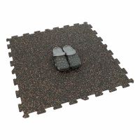 Černo-bílo-červená gumová podlahová deska (puzzle - střed) FLOMA FitFlo SF1050 - délka 47,8 cm, šířka 47,8 cm, výška 0,8 cm