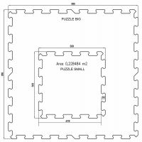 Černo-bílo-modrá gumová modulová puzzle dlažba (okraj) FLOMA FitFlo SF1050 - délka 47,8 cm, šířka 47,8 cm, výška 0,8 cm