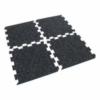 Černo-bílo-modrá gumová podlahová deska (puzzle - okraj) FLOMA FitFlo SF1050 - délka 47,8 cm, šířka 47,8 cm, výška 0,8 cm