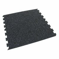 Černo-bílo-modrá gumová podlahová deska (puzzle - okraj) FLOMA FitFlo SF1050 - délka 47,8 cm, šířka 47,8 cm, výška 0,8 cm