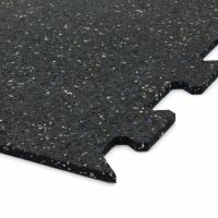 Černo-bílo-modrá gumová podlahová deska (puzzle - roh) FLOMA FitFlo SF1050 - délka 47,8 cm, šířka 47,8 cm, výška 0,8 cm