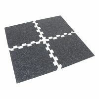 Černo-bílo-modrá gumová podlahová deska (puzzle - roh) FLOMA FitFlo SF1050 - délka 47,8 cm, šířka 47,8 cm, výška 0,8 cm