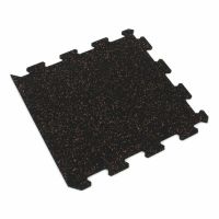 Černo-červená gumová podlahová deska (puzzle - okraj) FLOMA FitFlo SF1050 - délka 47,8 cm, šířka 47,8 cm, výška 0,8 cm