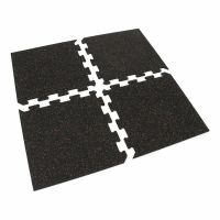 Černo-červená gumová podlahová deska (puzzle - roh) FLOMA FitFlo SF1050 - délka 47,8 cm, šířka 47,8 cm, výška 0,8 cm