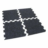 Černo-modrá gumová podlahová deska (puzzle - okraj) FLOMA FitFlo SF1050 - délka 47,8 cm, šířka 47,8 cm, výška 0,8 cm