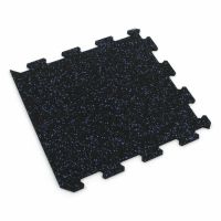 Černo-modrá gumová podlahová deska (puzzle - okraj) FLOMA FitFlo SF1050 - délka 47,8 cm, šířka 47,8 cm, výška 0,8 cm