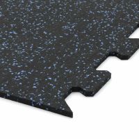 Černo-modrá gumová modulová puzzle dlažba (roh) FLOMA FitFlo SF1050 - délka 47,8 cm, šířka 47,8 cm, výška 0,8 cm