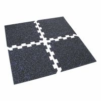 Černo-modrá gumová podlahová deska (puzzle - roh) FLOMA FitFlo SF1050 - délka 47,8 cm, šířka 47,8 cm, výška 0,8 cm