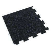 Černo-modrá gumová podlahová deska (puzzle - roh) FLOMA FitFlo SF1050 - délka 47,8 cm, šířka 47,8 cm, výška 0,8 cm