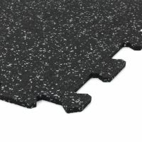 Černo-šedá gumová modulová puzzle dlažba (okraj) FLOMA FitFlo SF1050 - délka 47,8 cm, šířka 47,8 cm, výška 0,8 cm