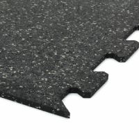 Černo-šedá gumová podlahová deska (puzzle - okraj) FLOMA FitFlo SF1050 - délka 47,8 cm, šířka 47,8 cm, výška 0,8 cm