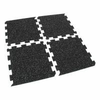 Černo-šedá gumová podlahová deska (puzzle - okraj) FLOMA FitFlo SF1050 - délka 47,8 cm, šířka 47,8 cm, výška 0,8 cm