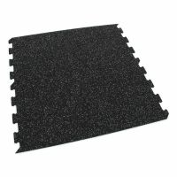 Černo-šedá gumová podlahová deska (puzzle - okraj) FLOMA FitFlo SF1050 - délka 47,8 cm, šířka 47,8 cm, výška 0,8 cm