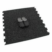 Černo-šedá gumová podlahová deska (puzzle - okraj) FLOMA FitFlo SF1050 - délka 47,8 cm, šířka 47,8 cm, výška 0,8 cm