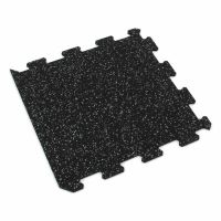 Černo-šedá gumová podlahová deska (puzzle - okraj) FLOMA FitFlo SF1050 - délka 47,8 cm, šířka 47,8 cm, výška 0,8 cm
