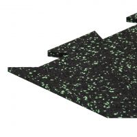 Černo-zelená gumová modulová puzzle dlažba (okraj) FLOMA FitFlo SF1050 - délka 50 cm, šířka 50 cm, výška 0,8 cm