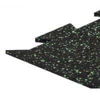 Černo-zelená gumová modulová puzzle dlažba (okraj) FLOMA FitFlo SF1050 - délka 50 cm, šířka 50 cm, výška 0,8 cm