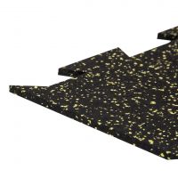 Černo-žlutá gumová modulová puzzle dlažba (okraj) FLOMA FitFlo SF1050 - délka 50 cm, šířka 50 cm, výška 0,8 cm