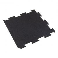 Černá gumová podlahová deska (puzzle - okraj) FLOMA FitFlo SF1050 - délka 50 cm, šířka 50 cm, výška 1 cm
