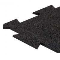 Černá gumová podlahová deska (puzzle - okraj) FLOMA FitFlo SF1050 - délka 50 cm, šířka 50 cm, výška 1,6 cm