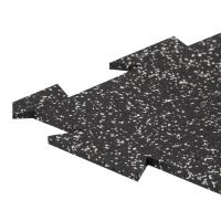 Černo-bílá gumová modulová puzzle dlažba (okraj) FLOMA FitFlo SF1050 - délka 50 cm, šířka 50 cm, výška 1,6 cm