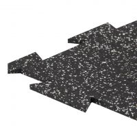 Černo-bílá gumová podlahová deska (puzzle - okraj) FLOMA FitFlo SF1050 - délka 50 cm, šířka 50 cm, výška 1,6 cm