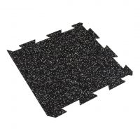 Černo-bílá gumová podlahová deska (puzzle - okraj) FLOMA FitFlo SF1050 - délka 50 cm, šířka 50 cm, výška 1,6 cm