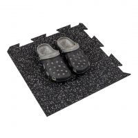 Černo-bílá gumová podlahová deska (puzzle - roh) FLOMA FitFlo SF1050 - délka 50 cm, šířka 50 cm, výška 1 cm