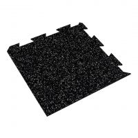 Černo-bílá gumová podlahová deska (puzzle - roh) FLOMA FitFlo SF1050 - délka 50 cm, šířka 50 cm, výška 1 cm