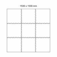 Černo-bílá gumová modulová puzzle dlažba (roh) FLOMA FitFlo SF1050 - délka 50 cm, šířka 50 cm, výška 1,6 cm