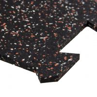 Černo-bílo-červená gumová podlahová deska (puzzle - okraj) FLOMA FitFlo SF1050 - délka 50 cm, šířka 50 cm, výška 1 cm