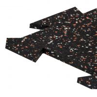 Černo-bílo-červená gumová podlahová deska (puzzle - okraj) FLOMA FitFlo SF1050 - délka 50 cm, šířka 50 cm, výška 1,6 cm