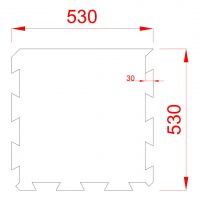 Černo-bílo-červená gumová podlahová deska (puzzle - okraj) FLOMA FitFlo SF1050 - délka 50 cm, šířka 50 cm, výška 1 cm