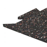 Černo-bílo-červená gumová podlahová deska (puzzle - roh) FLOMA FitFlo SF1050 - délka 50 cm, šířka 50 cm, výška 1,6 cm