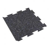 Černo-bílo-modrá gumová podlahová deska (puzzle - okraj) FLOMA FitFlo SF1050 - délka 50 cm, šířka 50 cm, výška 1,6 cm
