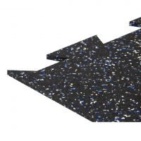 Černo-bílo-modrá gumová modulová puzzle dlažba (roh) FLOMA FitFlo SF1050 - délka 50 cm, šířka 50 cm, výška 1 cm