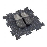 Černo-bílo-modrá gumová podlahová deska (puzzle - střed) FLOMA FitFlo SF1050 - délka 50 cm, šířka 50 cm, výška 1 cm