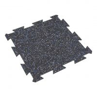 Černo-bílo-modrá gumová podlahová deska (puzzle - střed) FLOMA FitFlo SF1050 - délka 50 cm, šířka 50 cm, výška 1,6 cm