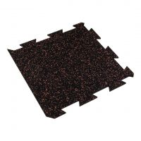 Černo-červená gumová podlahová deska (puzzle - okraj) FLOMA FitFlo SF1050 - délka 50 cm, šířka 50 cm, výška 1 cm