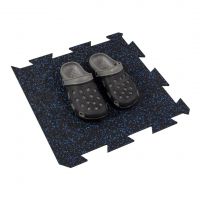 Černo-modrá gumová podlahová deska (puzzle - okraj) FLOMA FitFlo SF1050 - délka 50 cm, šířka 50 cm, výška 1,6 cm