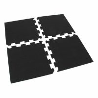 Černá gumová podlahová deska (puzzle - roh) FLOMA FitFlo SF1050 - délka 95,6 cm, šířka 95,6 cm, výška 1,6 cm