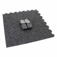 Černo-bílá gumová podlahová deska (puzzle - roh) FLOMA FitFlo SF1050 - délka 95,6 cm, šířka 95,6 cm, výška 0,8 cm
