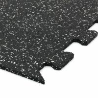 Černo-bílá gumová podlahová deska (puzzle - roh) FLOMA FitFlo SF1050 - délka 95,6 cm, šířka 95,6 cm, výška 0,8 cm