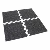Černo-bílá gumová podlahová deska (puzzle - roh) FLOMA FitFlo SF1050 - délka 95,6 cm, šířka 95,6 cm, výška 0,8 cm
