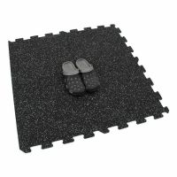 Černo-šedá gumová podlahová deska (puzzle - okraj) FLOMA FitFlo SF1050 - délka 95,6 cm, šířka 95,6 cm, výška 1,6 cm