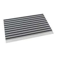 Černo-stříbrná hliníková venkovní čistící kartáčová vstupní rohož FLOMA Topline - délka 50 cm, šířka 80 cm, výška 1,5 cm