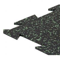 Černo-zelená gumová podlahová deska (puzzle - okraj) FLOMA FitFlo SF1050 - délka 50 cm, šířka 50 cm, výška 1,6 cm